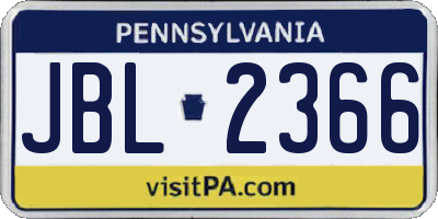 PA license plate JBL2366