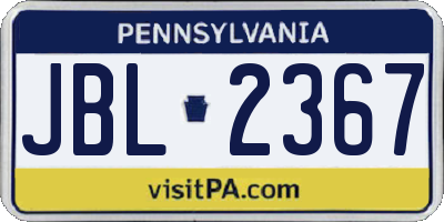 PA license plate JBL2367