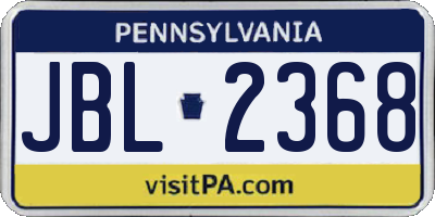 PA license plate JBL2368