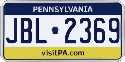 PA license plate JBL2369