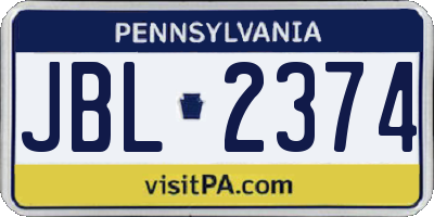 PA license plate JBL2374