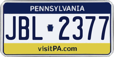 PA license plate JBL2377