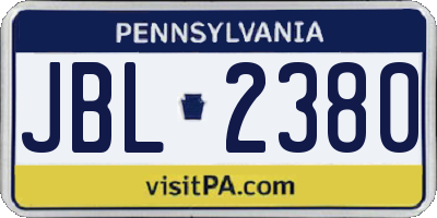 PA license plate JBL2380