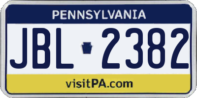 PA license plate JBL2382