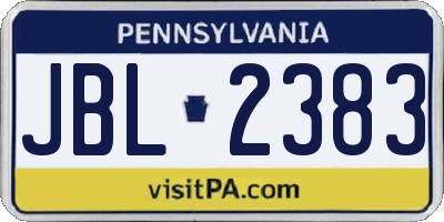 PA license plate JBL2383