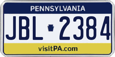 PA license plate JBL2384