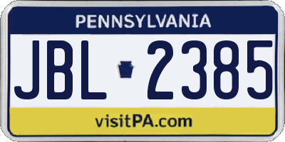 PA license plate JBL2385