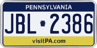 PA license plate JBL2386