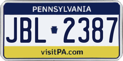 PA license plate JBL2387