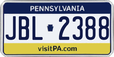 PA license plate JBL2388