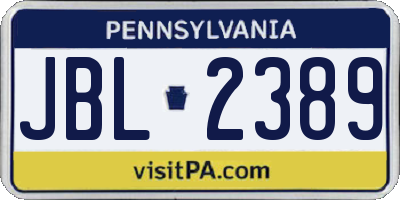 PA license plate JBL2389