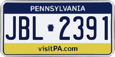 PA license plate JBL2391