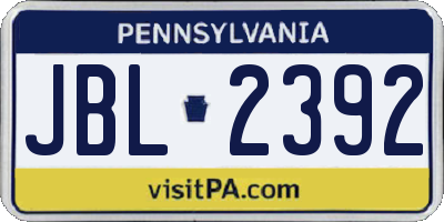 PA license plate JBL2392