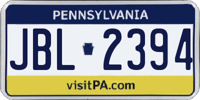 PA license plate JBL2394