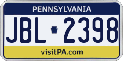 PA license plate JBL2398