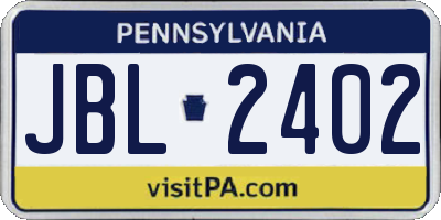 PA license plate JBL2402