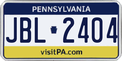 PA license plate JBL2404