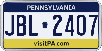 PA license plate JBL2407