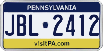 PA license plate JBL2412