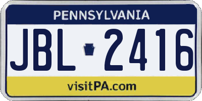 PA license plate JBL2416