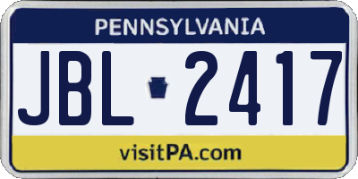 PA license plate JBL2417