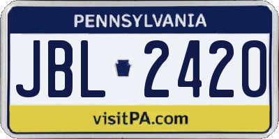 PA license plate JBL2420