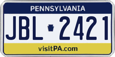 PA license plate JBL2421