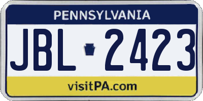 PA license plate JBL2423