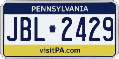 PA license plate JBL2429