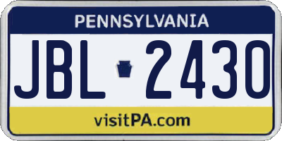 PA license plate JBL2430