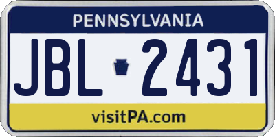 PA license plate JBL2431