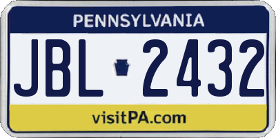 PA license plate JBL2432