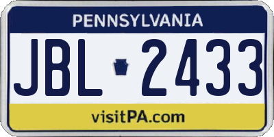 PA license plate JBL2433