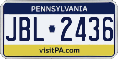 PA license plate JBL2436