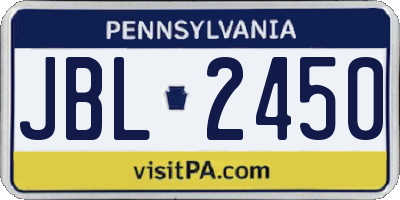 PA license plate JBL2450