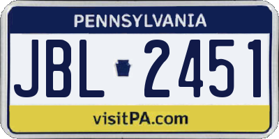 PA license plate JBL2451