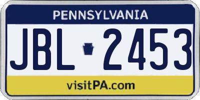 PA license plate JBL2453