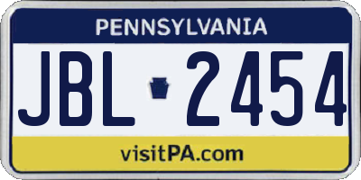 PA license plate JBL2454