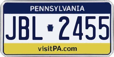 PA license plate JBL2455