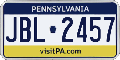 PA license plate JBL2457