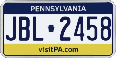 PA license plate JBL2458