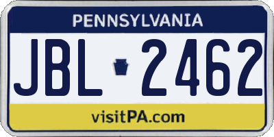 PA license plate JBL2462