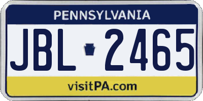 PA license plate JBL2465