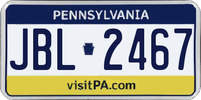 PA license plate JBL2467