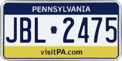 PA license plate JBL2475