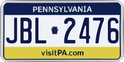 PA license plate JBL2476