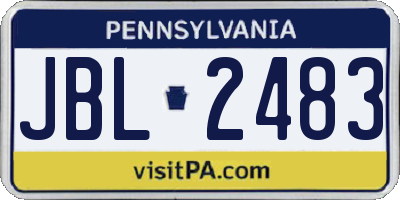 PA license plate JBL2483