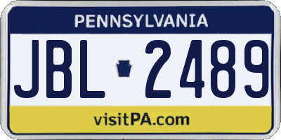 PA license plate JBL2489