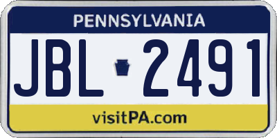 PA license plate JBL2491