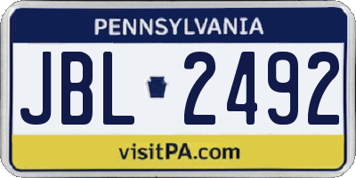 PA license plate JBL2492